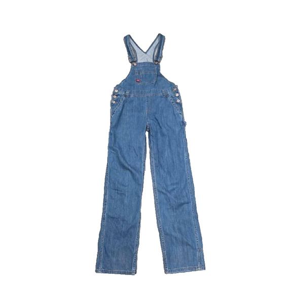 Dickies Women’s Relaxed Fit Bib Y2K preppy Overalls Jumpsuit Mid Wash XS A004182 - Picture 3 of 15